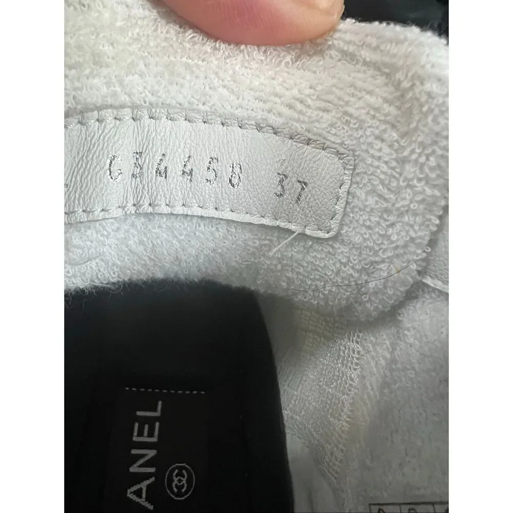 Chanel Calfskin Mesh Lycra Womens Logo High Top Sneakers size 37